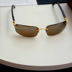 Cartier CT0046S Gold Black/Brown Rectangular Buffs